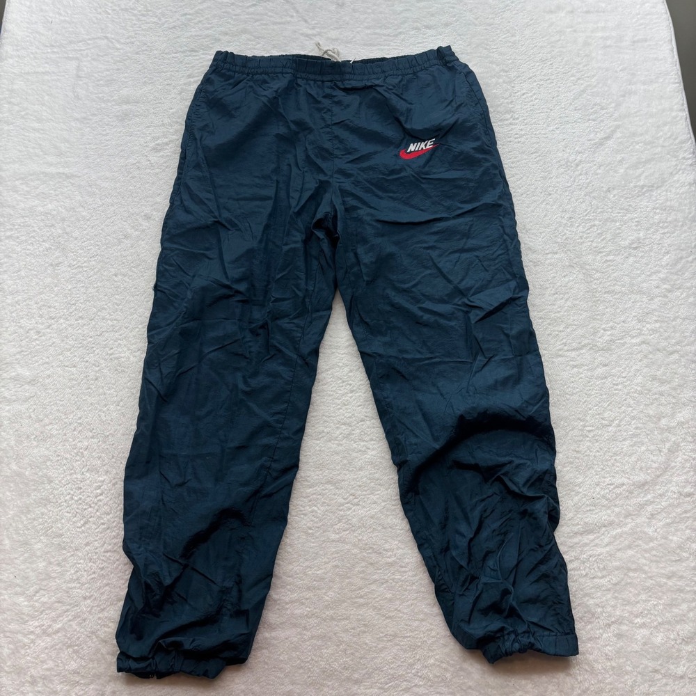 Vintage Nike Mens XL Track Pants Navy Blue Elastic Waist Joggers 90s